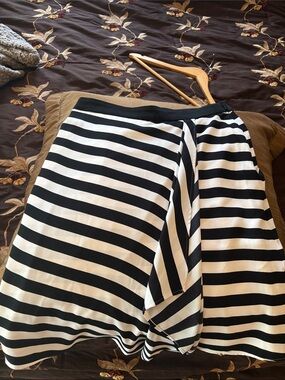 Karl Lagerfeld Black and White Asymmetrical Striped Skirt